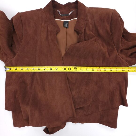 NEW White House Black Market 100% Suede Ruffle Jacket Western Boho Downtown Chic - Picture 4 of 6